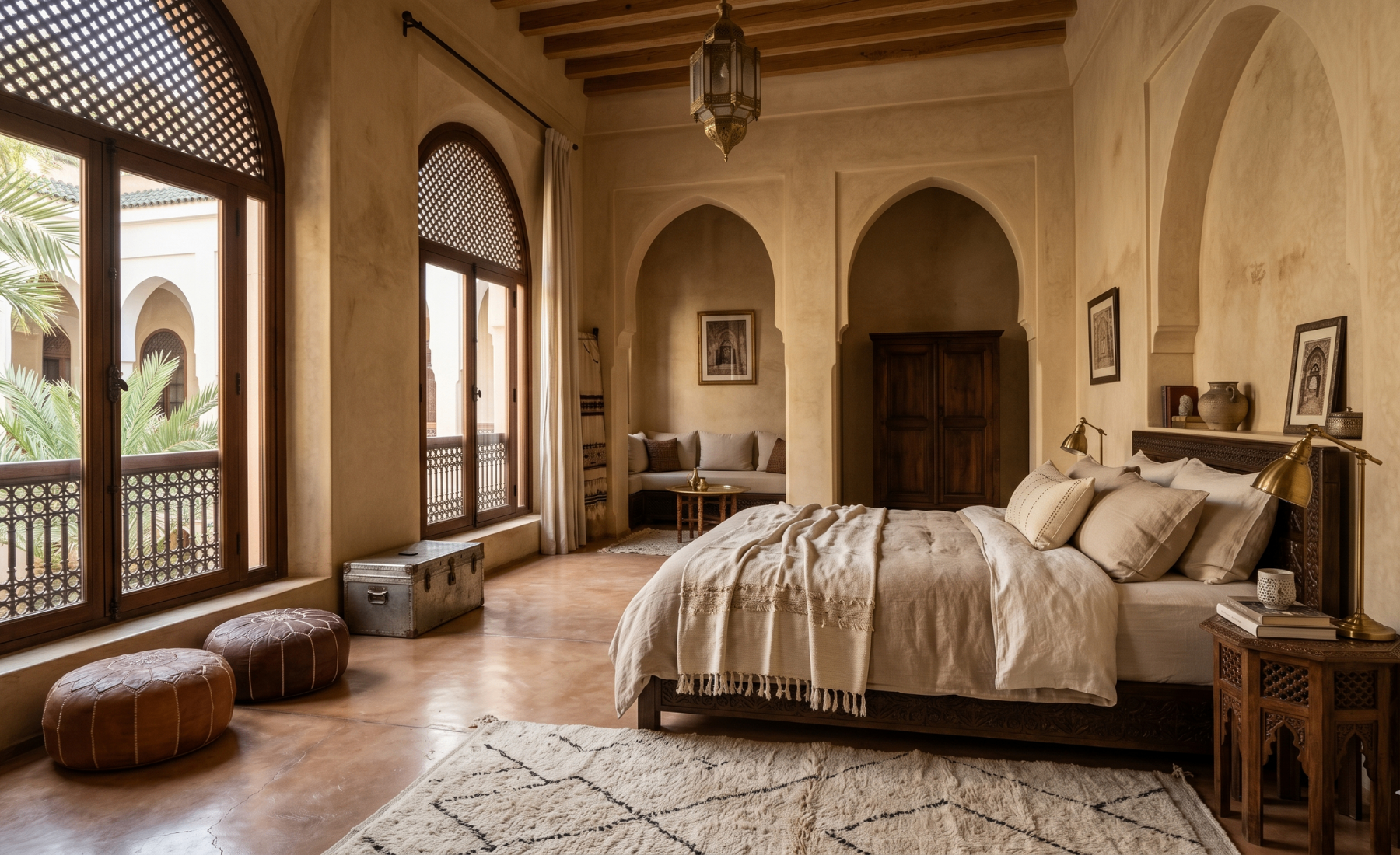 Bedroom — moucharabieh & Berber textures