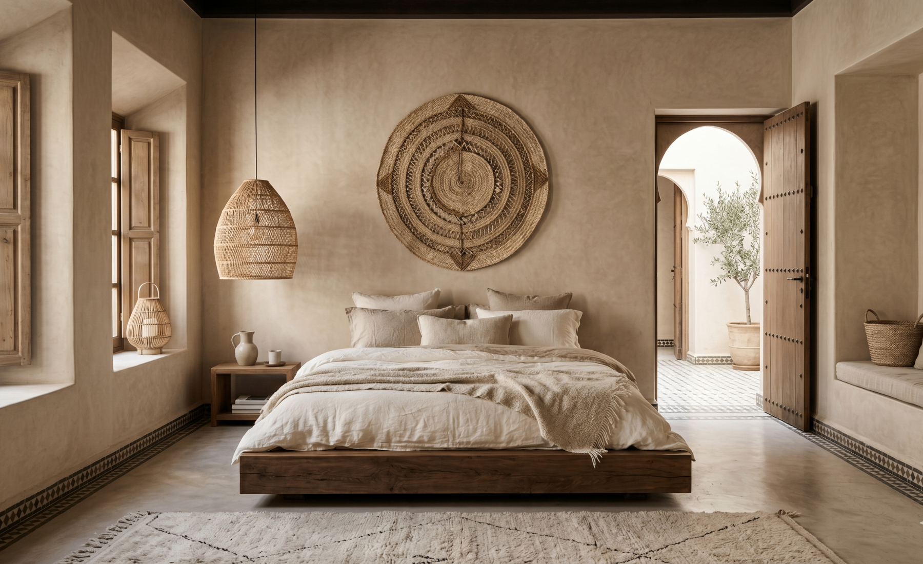 Bedroom — woven art & rattan pendants